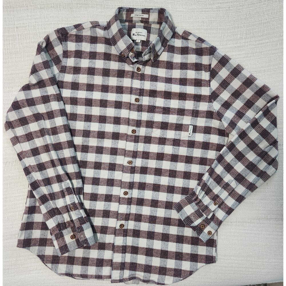 Ben Sherman Men’s Plaid Stretch Fit Shirt Size M – Long Sleeve